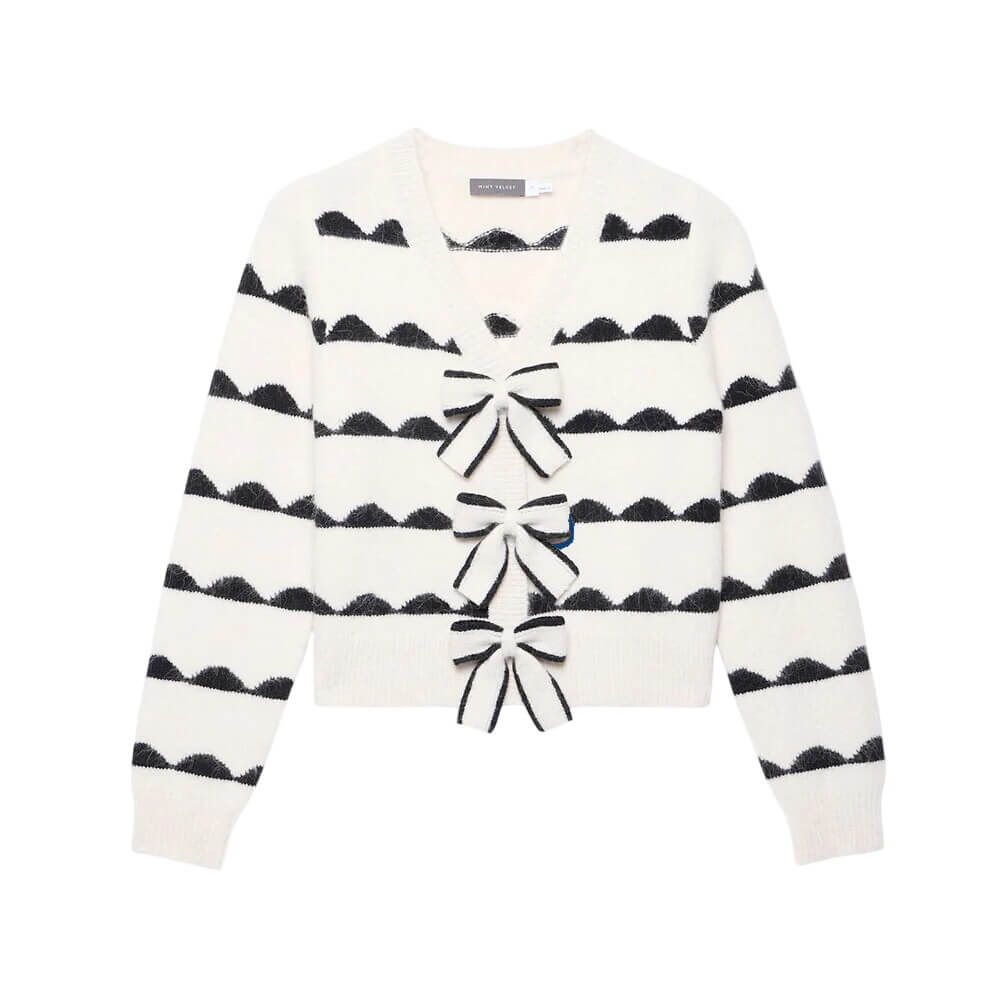 Mint Velvet Cream Wool Blend Bow Detail Cardigan